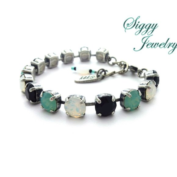 Austrian Crystal Himalaya Tennis Bracelet, White Opal, Pacific Opal, Jet - Picture 6 of 11